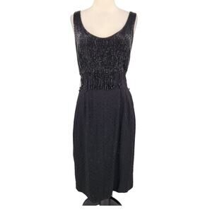 Vintage 50s 60s Hand Beaded Cocktail Dress British Crown Colony of Hong Kong